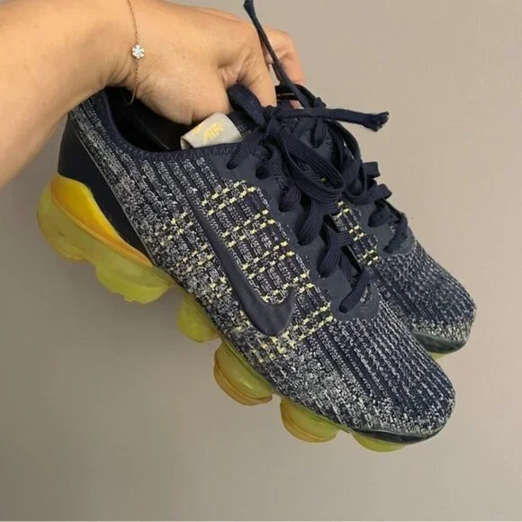 Nike Air Vapormax Flyknit 3 GS College Navy Orange Runners - 6 - Picture 2 of 12